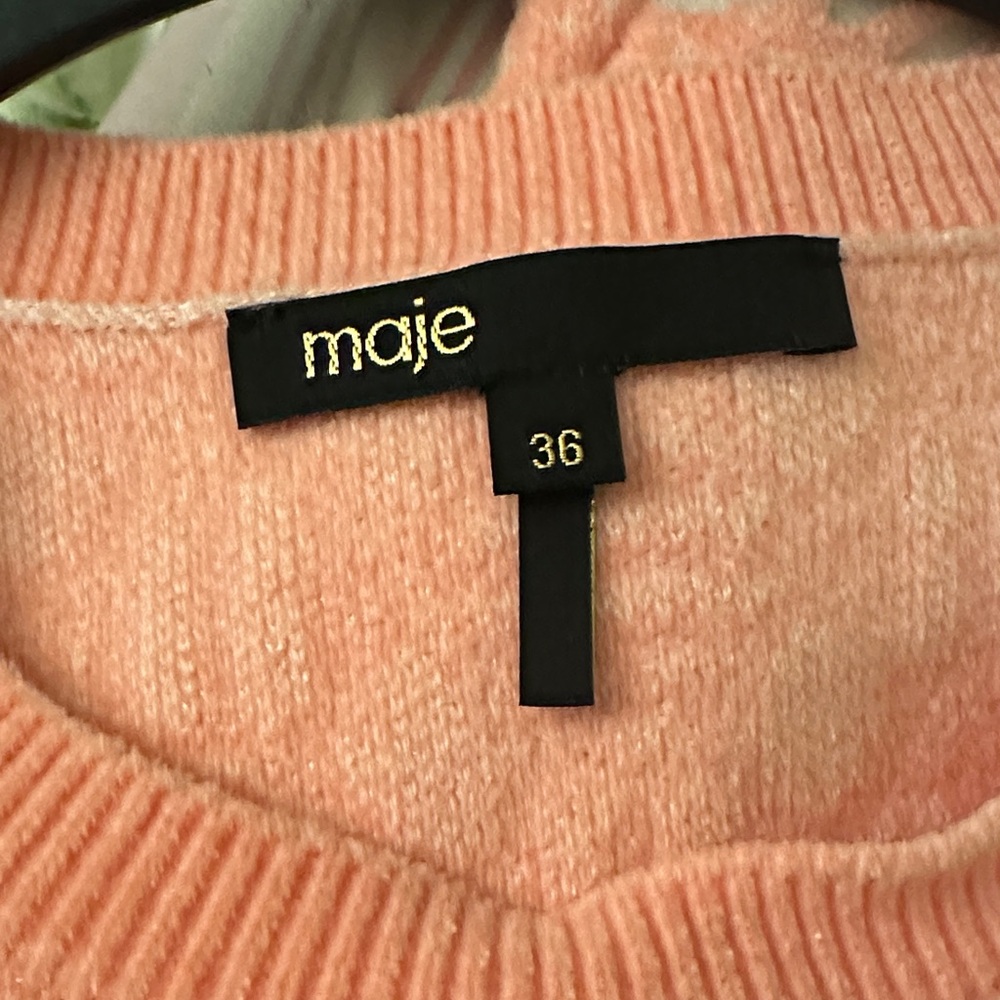 Maje Pink and White Geometric Sweater dress - Picture 14 of 16